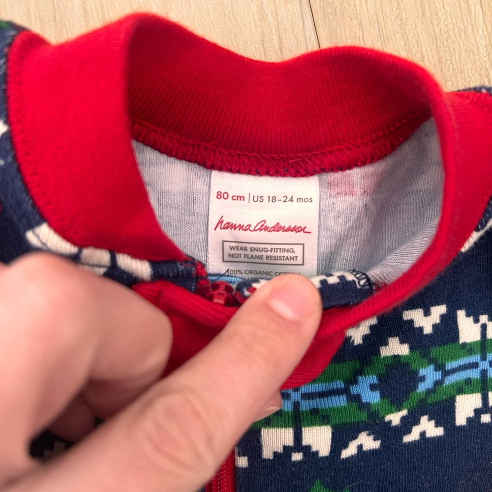 Hanna Andersson gnome pajamas zip up 100% cotton size 18-24 months GUC - Picture 2 of 4